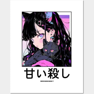 Stylish Anime Neko Girl Manga Aesthetic Streetwear Posters and Art